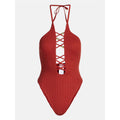 Hot girl bathing suit summer one piece lace up