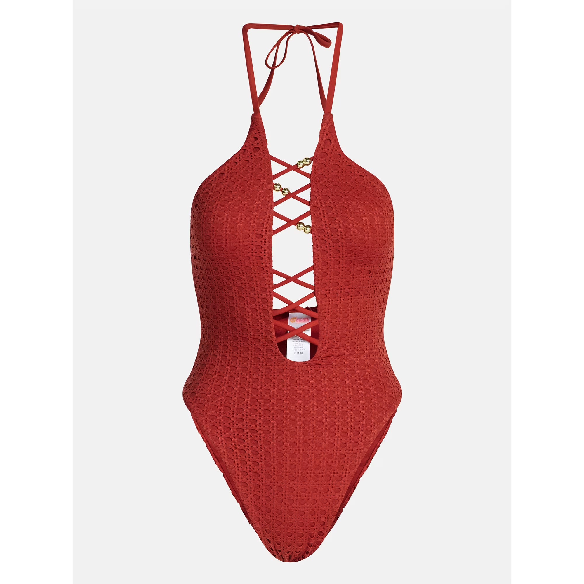 Hot girl bathing suit summer one piece lace up