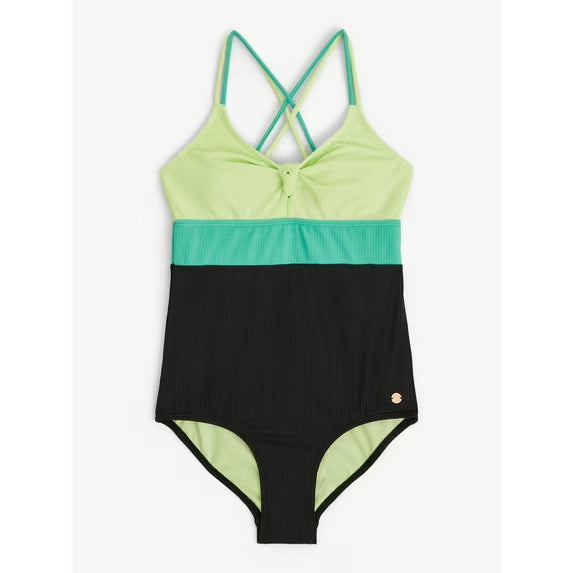 Justice Girls One Piece Ribbed Keyhole Swimsuit