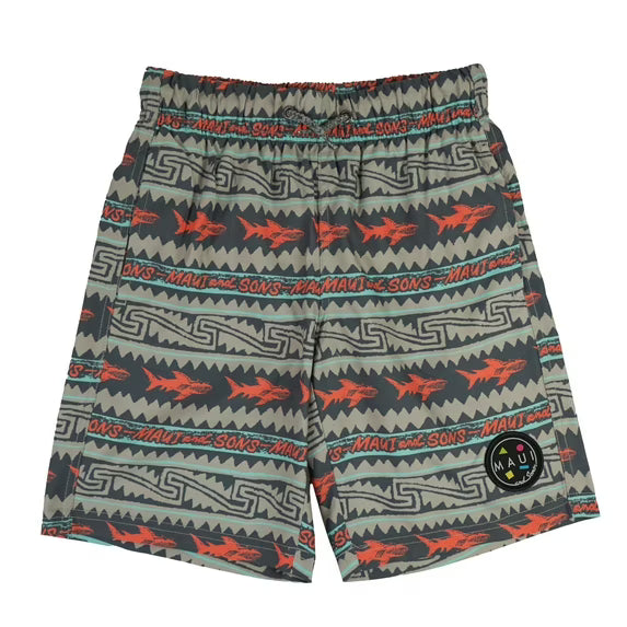 Maui and Sons Boys Swim Shorts, Aggro Twist Graphic Trunks